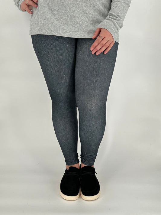 Black Denim Leggings w/ Butt Pockets